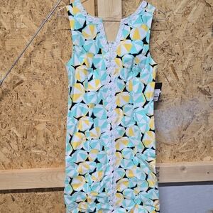 Crown & Ivy Yellow and Teal Geometric Dress